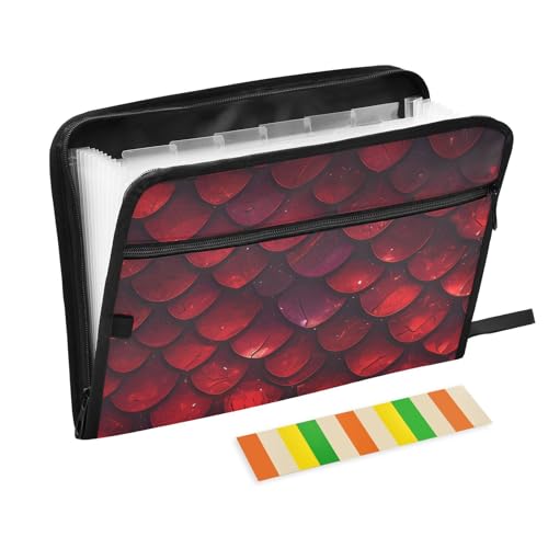 KLL Akkordeon-Ordner, Fächermappe, Akkordeon-Ordner, Erweiterungsmappe, Briefe mit Taschen für Schule, tiefrote Drachenschuppen, glitzernd KLL Akkordeon-Ordner, Fächermappe, Akkordeon-Ordner, Erweiterungsmappe, Briefe mit Taschen für Schule, tiefrote Drachenschuppen, glitzernd von KLL