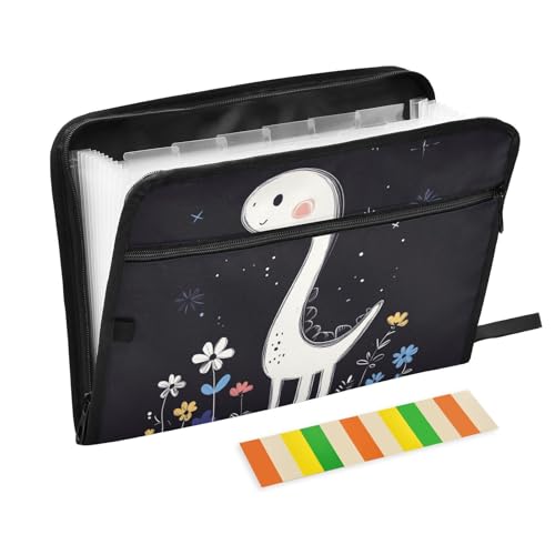 KLL Akkordeon-Ordner, Papier, Organisationsordner, Poly-Ordner, Büro, Papier-Organisator mit Taschen für Militär, niedlichen Dinosaurier von KLL