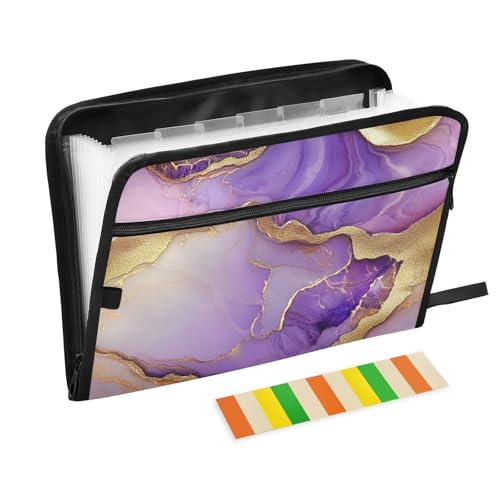 KLL Aktenordner, Organizer, Tasche, Akkordeon-Ordner, Kunststoff, Akkordeon-Datei, Hängeregistasche mit Reißverschluss für Zahnärzte, Marmor, Gold, Violett KLL Aktenordner, Organizer, Tasche, Akkordeon-Ordner, Kunststoff, Akkordeon-Datei, Hängeregistasche mit Reißverschluss für Zahnärzte, Marmor, Gold, Violett von KLL