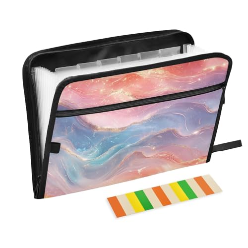 KLL Aktenordner, Organizer, erweiterbare Hängemappe, Kunststoff, Aktenordner mit Taschen für die Arbeit, Rosa, Türkis, Rot von KLL
