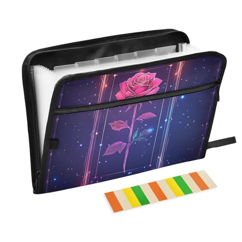 KLL Aktenordner Organizer Ordner für Dokumente, Tasche, Hängeregistratur, kleine Datei Organizer mit Taschen für Küche, Rosentarot von KLL