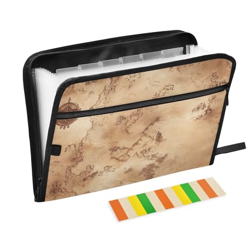 KLL Archivordner Organizer Tasche Akkordeon-Ordner Datei Akkordeon-Ordner Organisationsordner Rechtsgröße mit Reißverschluss für Gesundheitsschule, Fantasy-Karte von KLL