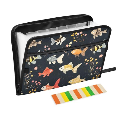 KLL Erweiterbare Akkordean-Aktenordner, Kunststoff, Fächermappe, legale Größe, Datei mit Taschen für Krankenpflege, Cartoon, süßer Fisch, neutral KLL Erweiterbare Akkordean-Aktenordner, Kunststoff, Fächermappe, legale Größe, Datei mit Taschen für Krankenpflege, Cartoon, süßer Fisch, neutral von KLL