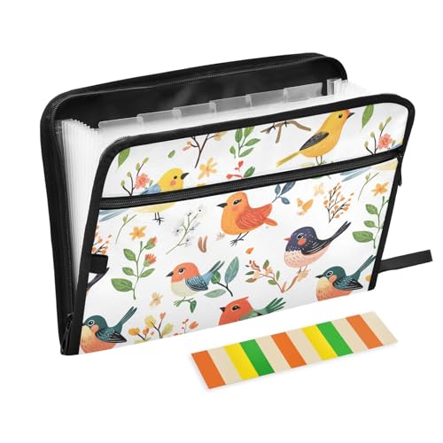 KLL Erweiterbare Akkordean-Aktenordner, Kunststoff, Fächermappe für Büro, Papier-Organizer mit Reißverschluss, für Krankenpflege, Schule, Cartoon, süßer Vogel, Weiß KLL Erweiterbare Akkordean-Aktenordner, Kunststoff, Fächermappe für Büro, Papier-Organizer mit Reißverschluss, für Krankenpflege, Schule, Cartoon, süßer Vogel, Weiß von KLL