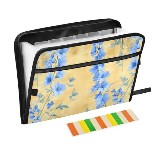 KLL Erweiterbare Aktenordner, Fächermappe, Kunststoff, Büro-Aktenordner mit Taschen für die Arbeit, süßes Delphinium Gold KLL Erweiterbare Aktenordner, Fächermappe, Kunststoff, Büro-Aktenordner mit Taschen für die Arbeit, süßes Delphinium Gold von KLL