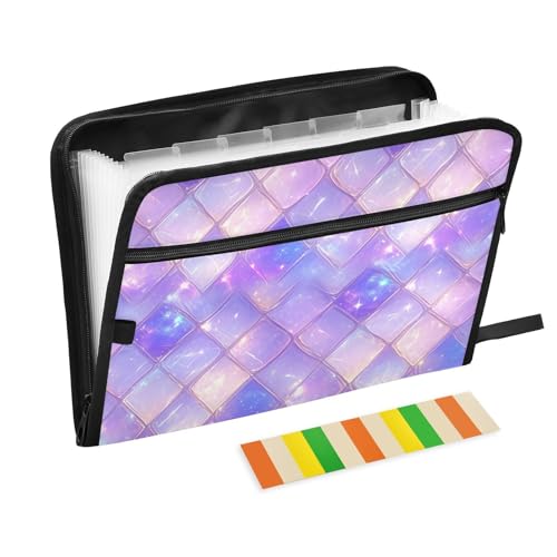 KLL Erweiterbare Aktenordner, Fächermappe, Poly-Hängemappe mit Taschen für Klassenzimmer, lila Drachenschuppen, glitzernd KLL Erweiterbare Aktenordner, Fächermappe, Poly-Hängemappe mit Taschen für Klassenzimmer, lila Drachenschuppen, glitzernd von KLL