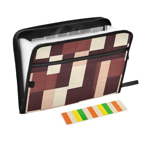 KLL Erweiterbare Schnellhefter Aktenordner Fächermappe Kunststoff Multi Pocket Ordner mit Taschen für Speisekarten für Restaurants, Fashion Squares Burgunderrot Neutral von KLL