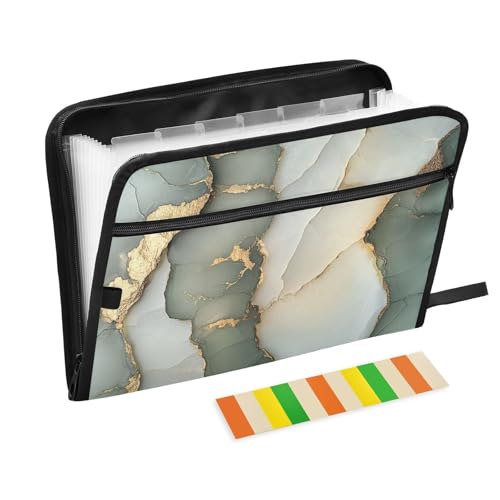 KLL Erweiterbarer Aktenordner, erweiterbare Hängeregistratur-Ordner, Kunststoff, Akkordeon-Datei mit Taschen für die Schule, Marmor, Salbeigrün, Weiß KLL Erweiterbarer Aktenordner, erweiterbare Hängeregistratur-Ordner, Kunststoff, Akkordeon-Datei mit Taschen für die Schule, Marmor, Salbeigrün, Weiß von KLL