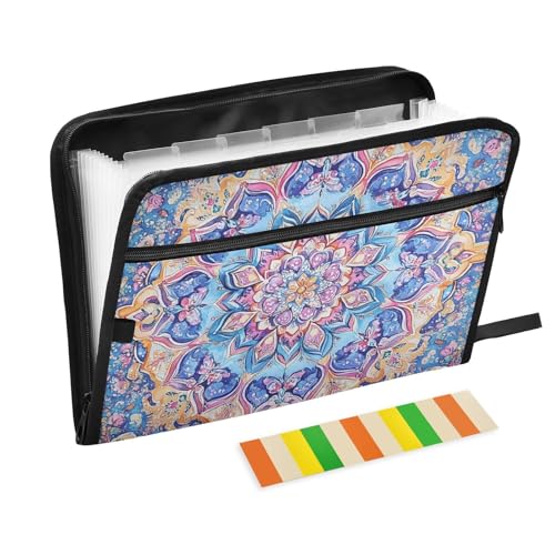 KLL Expandierende Dateiordner Archivordner erweitert monatliche Archivordner Organisator mit Reißverschluss mit Taschen für Arbeit, Bohemien Boho Vintage Mandala KLL Expandierende Dateiordner Archivordner erweitert monatliche Archivordner Organisator mit Reißverschluss mit Taschen für Arbeit, Bohemien Boho Vintage Mandala von KLL