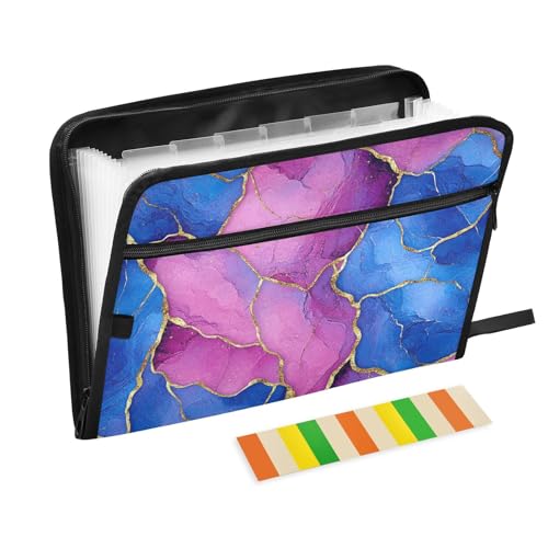 KLL Fächermappe, Akkordeon-Dokumenten-Organizer, kleiner Aktenordner mit Taschen für Krankenpflege, Marmor, Königsblau, Hot Pink KLL Fächermappe, Akkordeon-Dokumenten-Organizer, kleiner Aktenordner mit Taschen für Krankenpflege, Marmor, Königsblau, Hot Pink von KLL