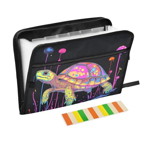 KLL Fächermappe, Papier-Ordner, erweiterbar, tragbar, mit Taschen für Krankenpflege, Sweet Eastern Box Turtle von KLL