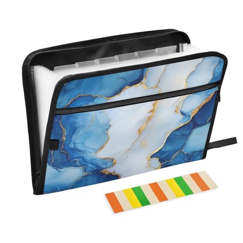 KLL Fächermappe, erweiterbare Hängeregistraturmappe aus Kunststoff, Poly-Hängeregistraturmappe mit Reißverschluss für Klassenzimmer, Marmor, Königsblau, Weiß KLL Fächermappe, erweiterbare Hängeregistraturmappe aus Kunststoff, Poly-Hängeregistraturmappe mit Reißverschluss für Klassenzimmer, Marmor, Königsblau, Weiß von KLL
