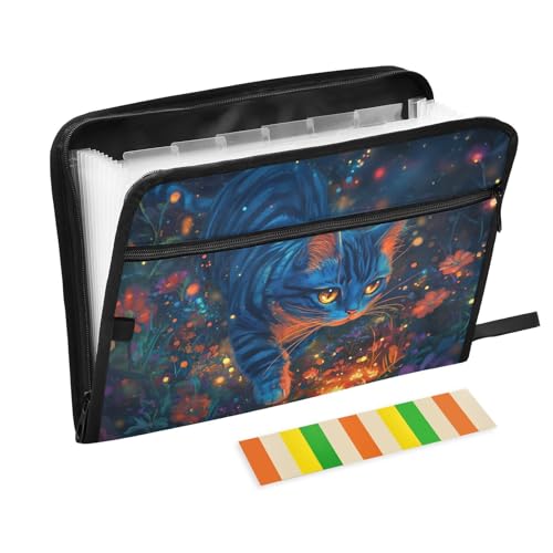 KLL Fächermappe, erweiterbare Tasche, Aktenordner, Büro-Aktenordner mit Taschen für Büro, blaue Katze KLL Fächermappe, erweiterbare Tasche, Aktenordner, Büro-Aktenordner mit Taschen für Büro, blaue Katze von KLL