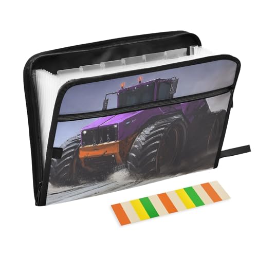 KLL Fächermappe mit Taschen, Akkordeon-Organizer in Briefgröße, mit Reißverschluss und Reißverschluss, für Küche, lila Bulldozer KLL Fächermappe mit Taschen, Akkordeon-Organizer in Briefgröße, mit Reißverschluss und Reißverschluss, für Küche, lila Bulldozer von KLL