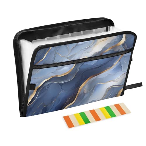 KLL Fächermappe zum Aufhängen, Fächermappe mit Taschen für klinische Krankenpflege, Marmor, Silber, Marineblau von KLL
