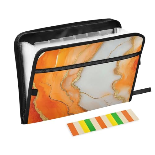 KLL Hängende Dokumentenmappe hängend erweitert Poly Ordnungsmappe mit vielen Reißverschlusstaschen für die Küche, marmoriert orange weiß KLL Hängende Dokumentenmappe hängend erweitert Poly Ordnungsmappe mit vielen Reißverschlusstaschen für die Küche, marmoriert orange weiß von KLL