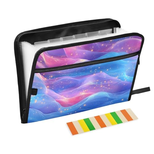KLL Hängeregistratur-Ordner, Fächermappe, Organizer, Kunststoff, Hängeregistraturmappe mit Taschen für Speisekarten für Restaurants, Rosa, Königsblau, Regenbogen von KLL