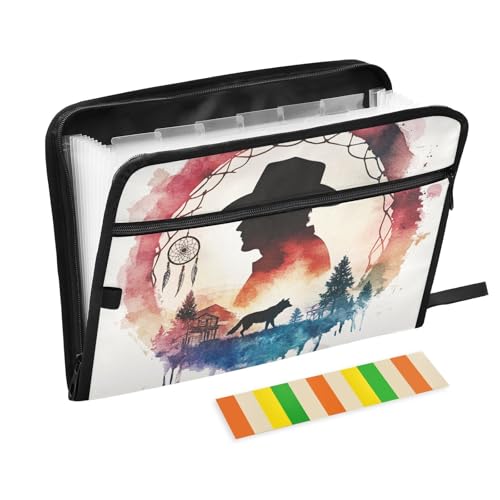 KLL Hängeregistratur-Ordner, Papier-Aktenordner, Kunststoff-Aktenordner, Hängeregistratur-Tasche mit Taschen für Krankenpflege, Cowboy-Traumfänger, Stammeswolf, kleine Weststadt KLL Hängeregistratur-Ordner, Papier-Aktenordner, Kunststoff-Aktenordner, Hängeregistratur-Tasche mit Taschen für Krankenpflege, Cowboy-Traumfänger, Stammeswolf, kleine Weststadt von KLL