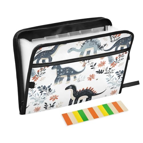 KLL Hängeregistratur-Ordner, Papier-Organizer mit Taschen, tragbarer Aktenordner mit Taschen für Zahnärzte, niedliche Dinosaurier von KLL
