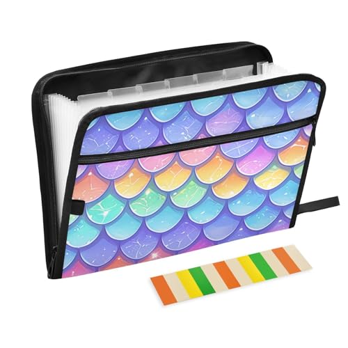 KLL Hängeregistraturmappe, Fächermappe, erweiterbare Mappe, Datei Pocket Letter mit Taschen für taktische, Regenbogen-Drachen-Schuppen, schimmernd KLL Hängeregistraturmappe, Fächermappe, erweiterbare Mappe, Datei Pocket Letter mit Taschen für taktische, Regenbogen-Drachen-Schuppen, schimmernd von KLL