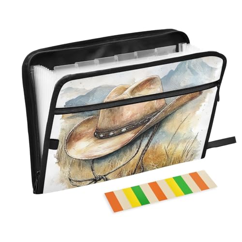 KLL Hängeregistraturmappe, erweiterbar, für Büro, Ordner, legale Größe mit Taschen für Krankenpflege, Western-Cowboyhut, große Wildnis von KLL