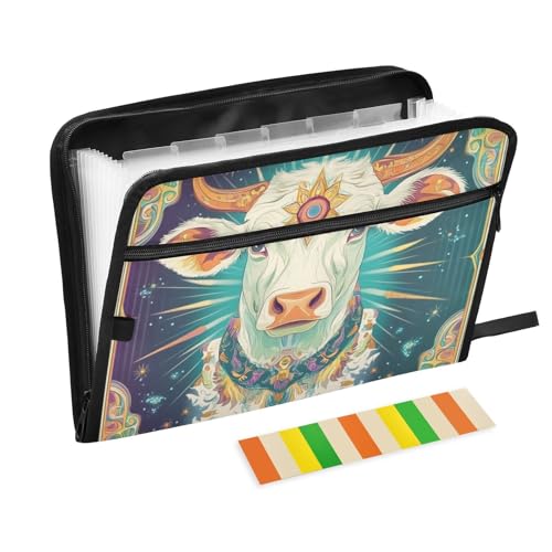 KLL Hängeregistraturmappe Fächermappe Akkordeon-Dokumenten-Organizer, tragbarer Aktenordner mit Taschen für Speisekarten für Restaurants, Kuh-Tarot KLL Hängeregistraturmappe Fächermappe Akkordeon-Dokumenten-Organizer, tragbarer Aktenordner mit Taschen für Speisekarten für Restaurants, Kuh-Tarot von KLL
