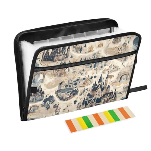 KLL Hängeregistraturmappe Fächermappe Pocket File Organizer Hängetasche Datei mit Reißverschluss für Klassenzimmer, Boho-Fantasie-Stadtkarte KLL Hängeregistraturmappe Fächermappe Pocket File Organizer Hängetasche Datei mit Reißverschluss für Klassenzimmer, Boho-Fantasie-Stadtkarte von KLL