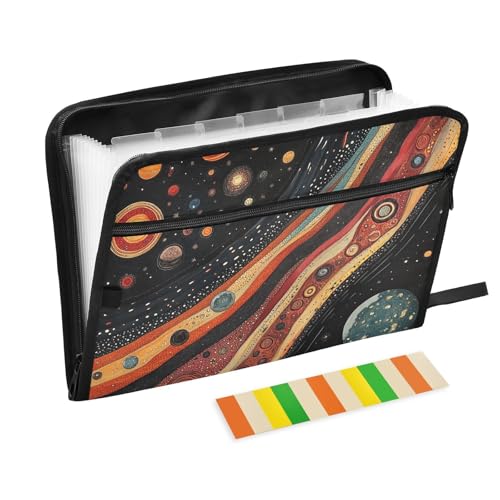 KLL Hängeregistraturmappe mit Trennwänden, Tasche, Aktenordner, Organizer, erweiterbar mit Taschen für Zahnärzte, bunte Weltraumplaneten von KLL