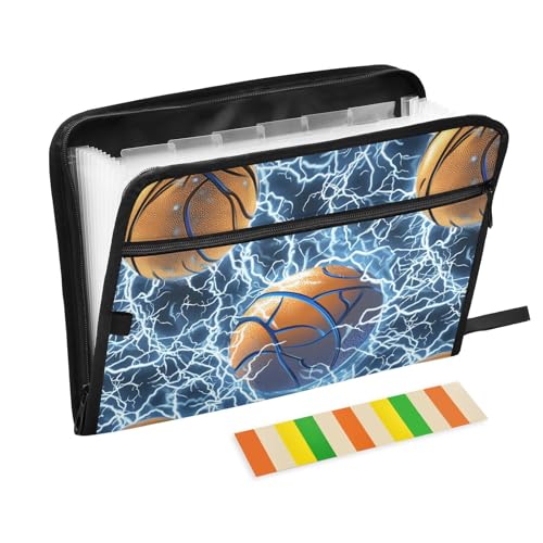 KLL Hängeregistraturmappe zum Aufhängen, Fächermappe, Kunststoff, Hängeregistasche mit Taschen für medizinische Referenzen, Basketballblau, Blitzsilber von KLL