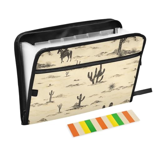 KLL Hängeregistraturmappen, Fächermappe, Fächermappe, Dokumentenmappe mit Taschen für Speisekarten, Restaurants, Western-Cowboy-, Kaktus-, große Wildnis von KLL