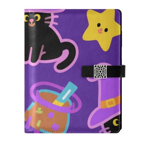 KLL Leder-linierte Notizbücher College-Notizbuch für Tagebuch, tragbar, Orange, Halloween, Kürbis, schwarze Katze, 17 x 24 cm KLL Leder-linierte Notizbücher College-Notizbuch für Tagebuch, tragbar, Orange, Halloween, Kürbis, schwarze Katze, 17 x 24 cm von KLL