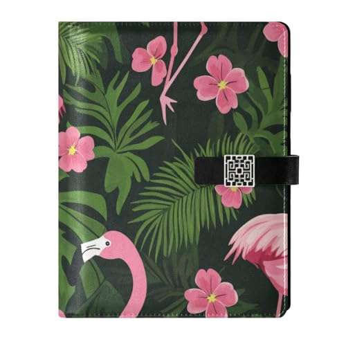 KLL Leder-liniertes Notizbuch, College-Thema, Notizbuch für Tagebuch, tragbar, tropische Flamingos, Palmenblätter, Blumen, leuchtendes Rosa, 17,5 x 24,6 cm KLL Leder-liniertes Notizbuch, College-Thema, Notizbuch für Tagebuch, tragbar, tropische Flamingos, Palmenblätter, Blumen, leuchtendes Rosa, 17,5 x 24,6 cm von KLL