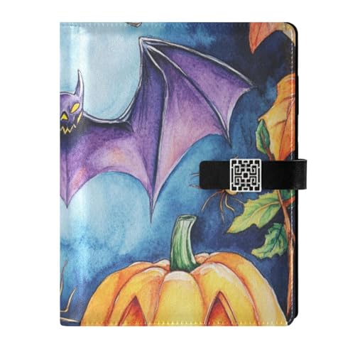 KLL Leder-liniertes Spiralnotizbuch, College-Lineal für Tagebuch, tragbar, Albtraum, Halloween, Fledermaus, Jack-o'-Laterne, Kürbis, 17 x 24 cm KLL Leder-liniertes Spiralnotizbuch, College-Lineal für Tagebuch, tragbar, Albtraum, Halloween, Fledermaus, Jack-o'-Laterne, Kürbis, 17 x 24 cm von KLL