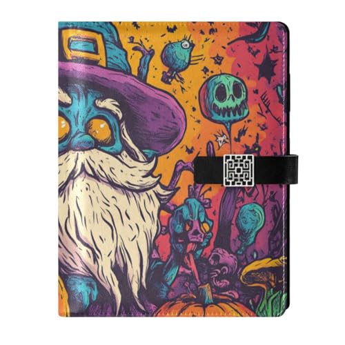 KLL Lederliniertes Notizbuch, Tagebuch, Leder-Notizbuch für College, zartes Horror, Halloween, Zwerg, Kürbis, 16,7 x 24,6 cm von KLL