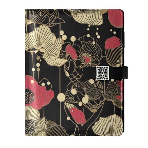 KLL Notizbuch mit Leder liniert, liniert für Tagebuch, zarte abstrakte Kunst, Illustrationen, Blumen, schwarz, 17,5 x 24,6 cm KLL Notizbuch mit Leder liniert, liniert für Tagebuch, zarte abstrakte Kunst, Illustrationen, Blumen, schwarz, 17,5 x 24,6 cm von KLL
