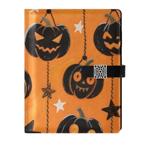 KLL Notizbuch mit Lederfutter, College, liniert für Tagebuch, zartes schwarzes Böses Halloween, Kürbis, 17 x 24 cm KLL Notizbuch mit Lederfutter, College, liniert für Tagebuch, zartes schwarzes Böses Halloween, Kürbis, 17 x 24 cm von KLL