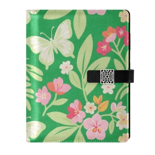 KLL Notizbuch mit Lederfutter, College-Notizbücher, liniert, für Reisen, wasserdichter Einband, Hellgrün, Rosa, Blume, Schmetterling, 17 x 24 cm KLL Notizbuch mit Lederfutter, College-Notizbücher, liniert, für Reisen, wasserdichter Einband, Hellgrün, Rosa, Blume, Schmetterling, 17 x 24 cm von KLL