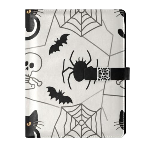 KLL Notizbuch mit Lederfutter, College-Notizbücher, liniert, für Reisen, zartes Halloween, schwarze Katze, Spinne, Totenkopf, 16,7 x 24,6 cm KLL Notizbuch mit Lederfutter, College-Notizbücher, liniert, für Reisen, zartes Halloween, schwarze Katze, Spinne, Totenkopf, 16,7 x 24,6 cm von KLL