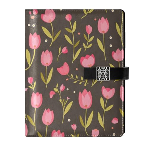 KLL Notizbuch mit Lederfutter, College-Thema, liniert für Tagebuch, wasserdichter Einband, rosa Tulpen, grüne Blätter, flache Illustrationsstil, 17 x 24 cm KLL Notizbuch mit Lederfutter, College-Thema, liniert für Tagebuch, wasserdichter Einband, rosa Tulpen, grüne Blätter, flache Illustrationsstil, 17 x 24 cm von KLL