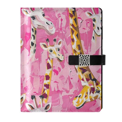 KLL Notizbuch mit Lederfutter, Spiralbindung, College, für Planung, wasserdichter Einband, Multi-Cartoon-Giraffen, Rosa, 17,5 x 24,6 cm KLL Notizbuch mit Lederfutter, Spiralbindung, College, für Planung, wasserdichter Einband, Multi-Cartoon-Giraffen, Rosa, 17,5 x 24,6 cm von KLL