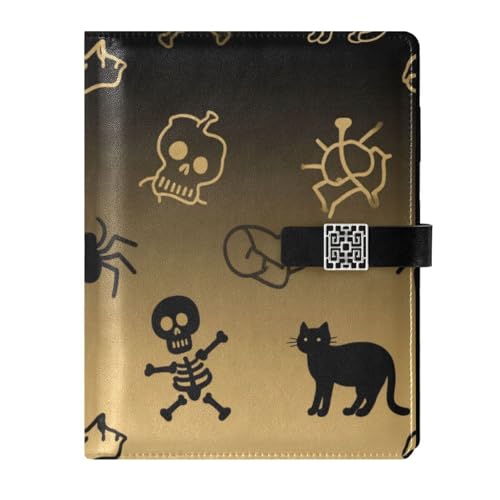KLL Notizbuch mit Lederfutter, Spiralbindung, College, für Tagebuch, wasserdichter Einband, Halloween, schwarze Katze, Spinne, Totenkopf, 16,7 x 24,6 cm KLL Notizbuch mit Lederfutter, Spiralbindung, College, für Tagebuch, wasserdichter Einband, Halloween, schwarze Katze, Spinne, Totenkopf, 16,7 x 24,6 cm von KLL