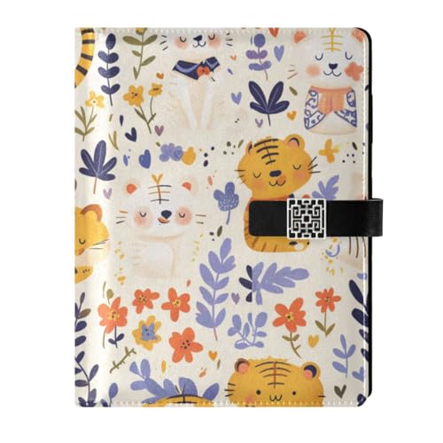 KLL Notizbuch mit Lederfutter, Spiralbindung, College, liniert für Tagebuch, zarte niedliche Cartoon-Tiger, 16,7 x 24,6 cm KLL Notizbuch mit Lederfutter, Spiralbindung, College, liniert für Tagebuch, zarte niedliche Cartoon-Tiger, 16,7 x 24,6 cm von KLL