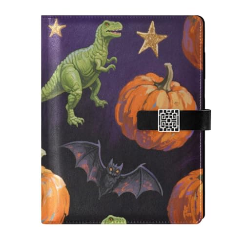 KLL Notizbuch mit Lederfutter, für Reisen, wasserfester Einband, Orange, böse, Halloween, Dinosaurier, 17 x 24 cm von KLL