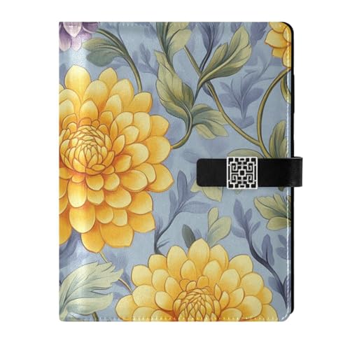 KLL Notizbuch mit Lederfutter, liniert, College, Notizbuch für Reisen, wasserdichter Einband, Vintage-Dahlie, Blume, Gelb / Violett, 17 x 24 cm KLL Notizbuch mit Lederfutter, liniert, College, Notizbuch für Reisen, wasserdichter Einband, Vintage-Dahlie, Blume, Gelb / Violett, 17 x 24 cm von KLL