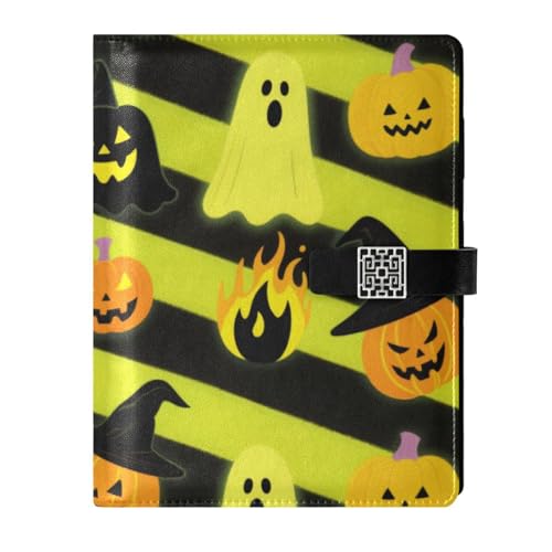 KLL Notizbuch mit Lederfutter, liniert, Spirale für Reisen, tragbar, Halloween, gelber Kürbis, 17 x 24 cm KLL Notizbuch mit Lederfutter, liniert, Spirale für Reisen, tragbar, Halloween, gelber Kürbis, 17 x 24 cm von KLL