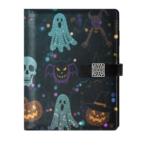 KLL Notizbuch mit Lederfutter, liniert, für Tagebuch, tragbar, Halloween, Pailletten, schwarzer Kürbis, 17 x 24 cm KLL Notizbuch mit Lederfutter, liniert, für Tagebuch, tragbar, Halloween, Pailletten, schwarzer Kürbis, 17 x 24 cm von KLL