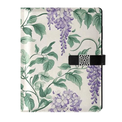 KLL Notizbuch mit Lederfutter, liniert, für Tagebuch, tragbar, Vintage-Stil, Glyzinie, Blume, Retro, 17 x 24 cm KLL Notizbuch mit Lederfutter, liniert, für Tagebuch, tragbar, Vintage-Stil, Glyzinie, Blume, Retro, 17 x 24 cm von KLL
