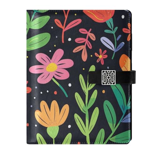KLL Notizbücher mit Lederfutter, College-Notizbücher, liniert, für Planung, wasserdichter Einband, bunte Blumen, schwarz, 17,5 x 24,6 cm KLL Notizbücher mit Lederfutter, College-Notizbücher, liniert, für Planung, wasserdichter Einband, bunte Blumen, schwarz, 17,5 x 24,6 cm von KLL