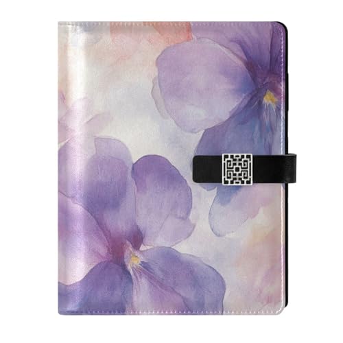 KLL Notizbücher mit Lederfutter, liniert, Spirale für Planung, wasserfester Einband, Aquarell-Blumen, Violett, 17 x 24 cm KLL Notizbücher mit Lederfutter, liniert, Spirale für Planung, wasserfester Einband, Aquarell-Blumen, Violett, 17 x 24 cm von KLL