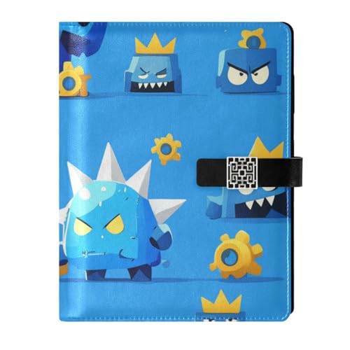 KLL Spiralnotizbuch mit Lederfutter, College-Notizbücher zum Arbeiten, wasserdichter Einband, blau, niedliches Monster-Cartoon, 17 x 24 cm von KLL